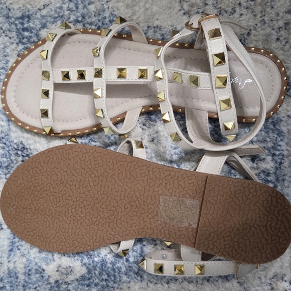 Style & Co. Gold Studded White Gladiator Sandals - Picture 5 of 5